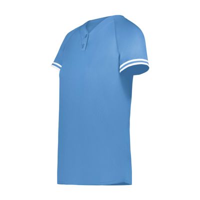Augusta Sportswear Girls Cutter+ Henley Jersey Columbia Blue/White S