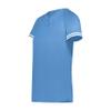 Augusta Sportswear Girls Cutter+ Henley Jersey Columbia Blue/White S view 1
