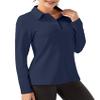 FKEEP Women Long Sleeve Polo Shirt Golf Sport Top Athletic Sportswear Tennis Activewear (Dark Blue, S) view 1