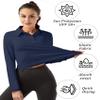 FKEEP Women Long Sleeve Polo Shirt Golf Sport Top Athletic Sportswear Tennis Activewear (Dark Blue, S) view 3