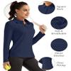 FKEEP Women Long Sleeve Polo Shirt Golf Sport Top Athletic Sportswear Tennis Activewear (Dark Blue, S) view 4