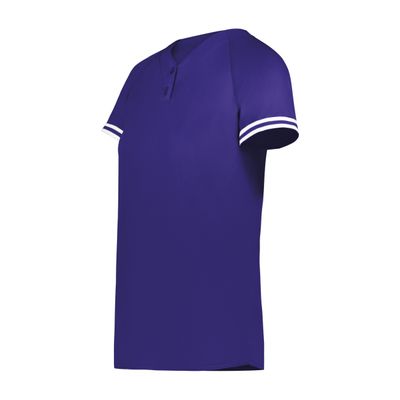 Augusta Sportswear Girls Cutter+ Henley Jersey Purple/White M