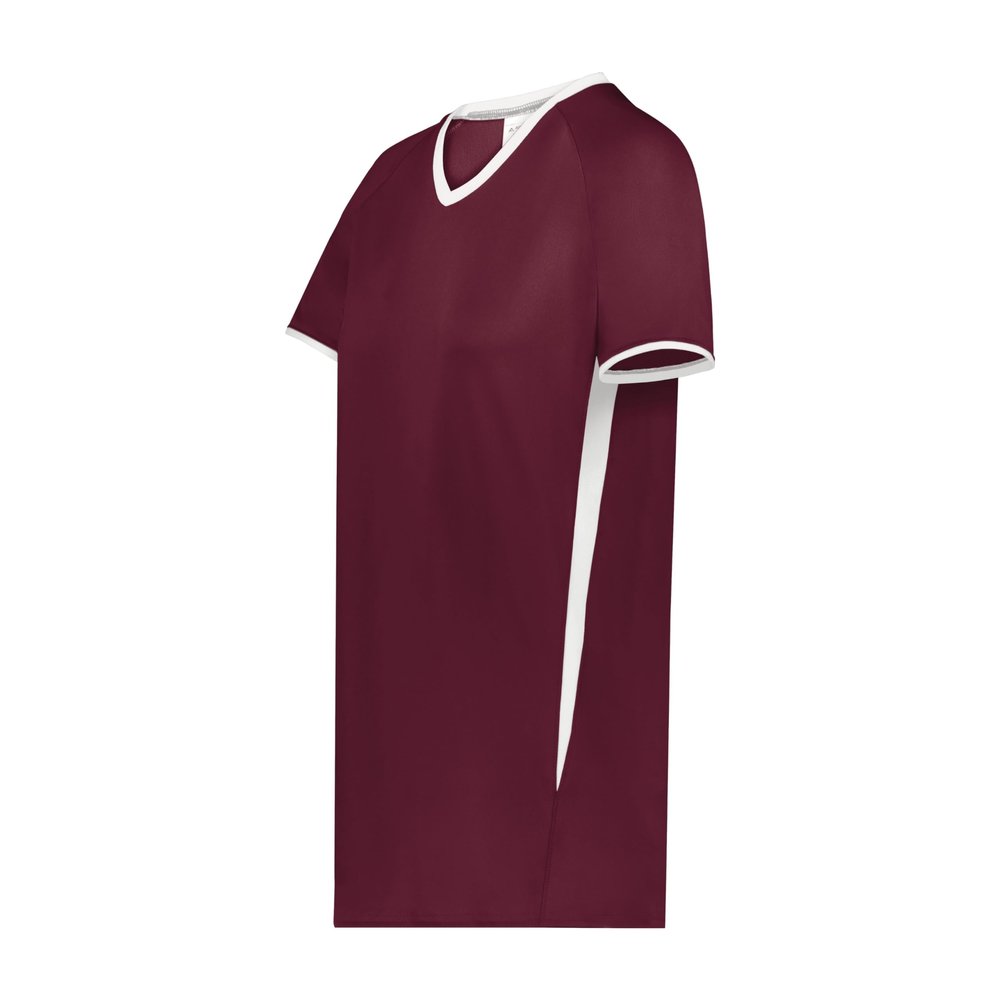 Augusta Sportswear Girls Cutter+ V-Neck Jersey Maroon/White M