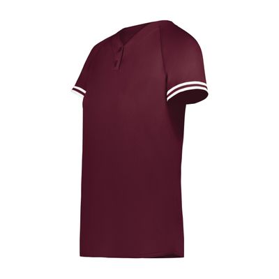 Augusta Sportswear Girls Cutter+ Henley Jersey Maroon/White M