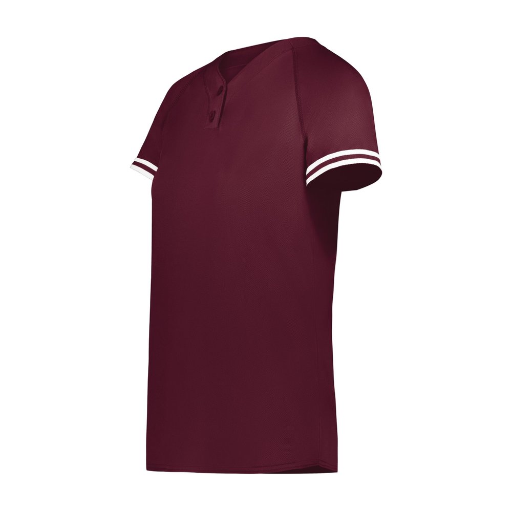 Augusta Sportswear Girls Cutter+ Henley Jersey Maroon/White M