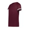 Augusta Sportswear Girls Cutter+ Henley Jersey Maroon/White M view 1