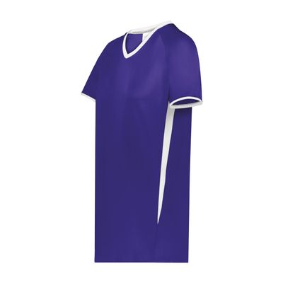 Augusta Sportswear Girls Cutter+ V-Neck Jersey Purple/White M