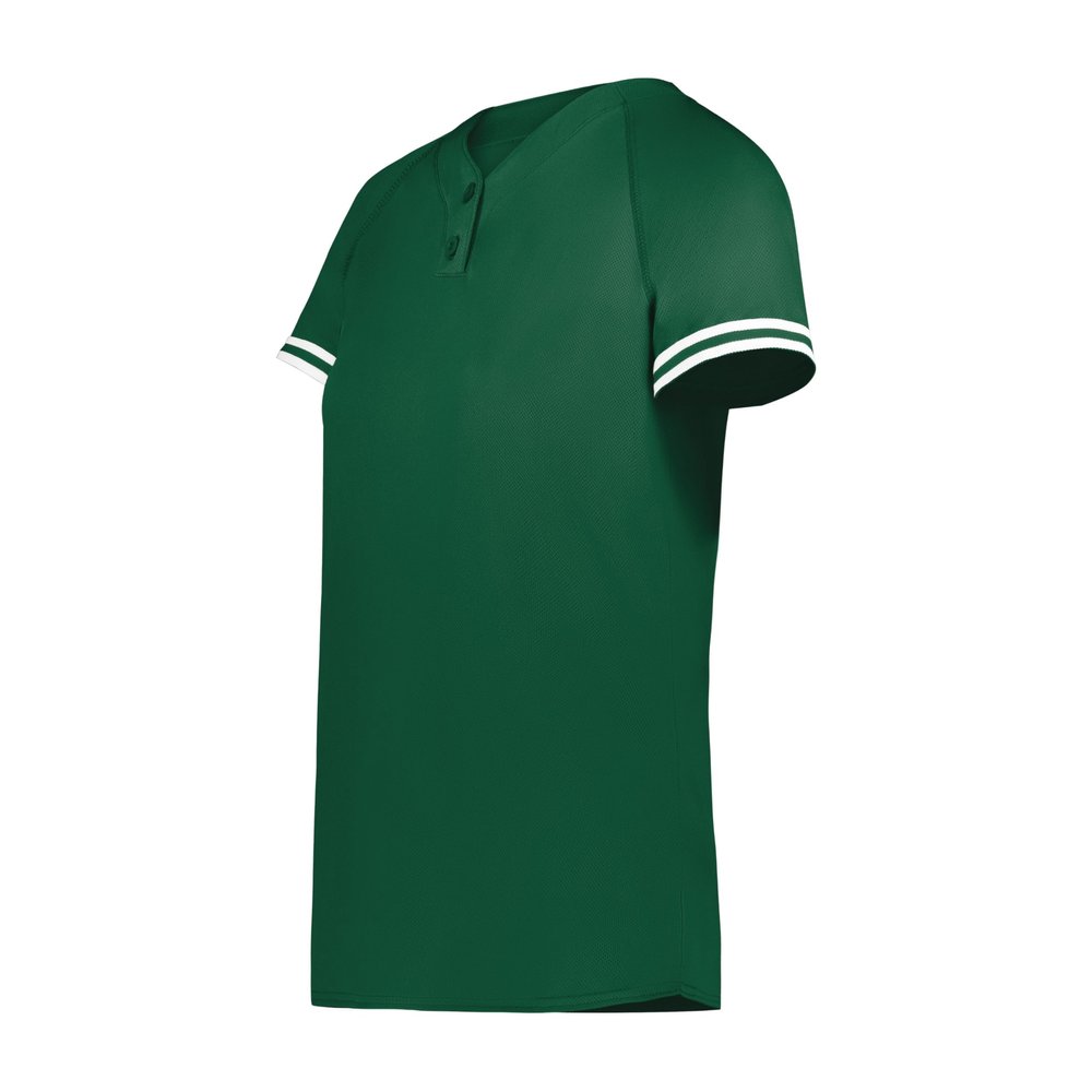 Augusta Sportswear Girls Cutter+ Henley Jersey Dark Green/White M
