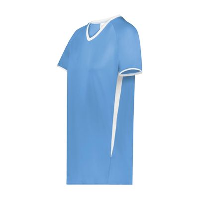 Augusta Sportswear Girls Cutter+ V-Neck Jersey Columbia Blue/White L