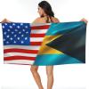 America Flag and Bahamas Flag Beach Towel Microfiber Super Soft Beach Towels Quick Dry Towel for Swimmers Sand Proof Beach Towels for Women Men Girls Large Bath Towels 31.5x71inches view 1