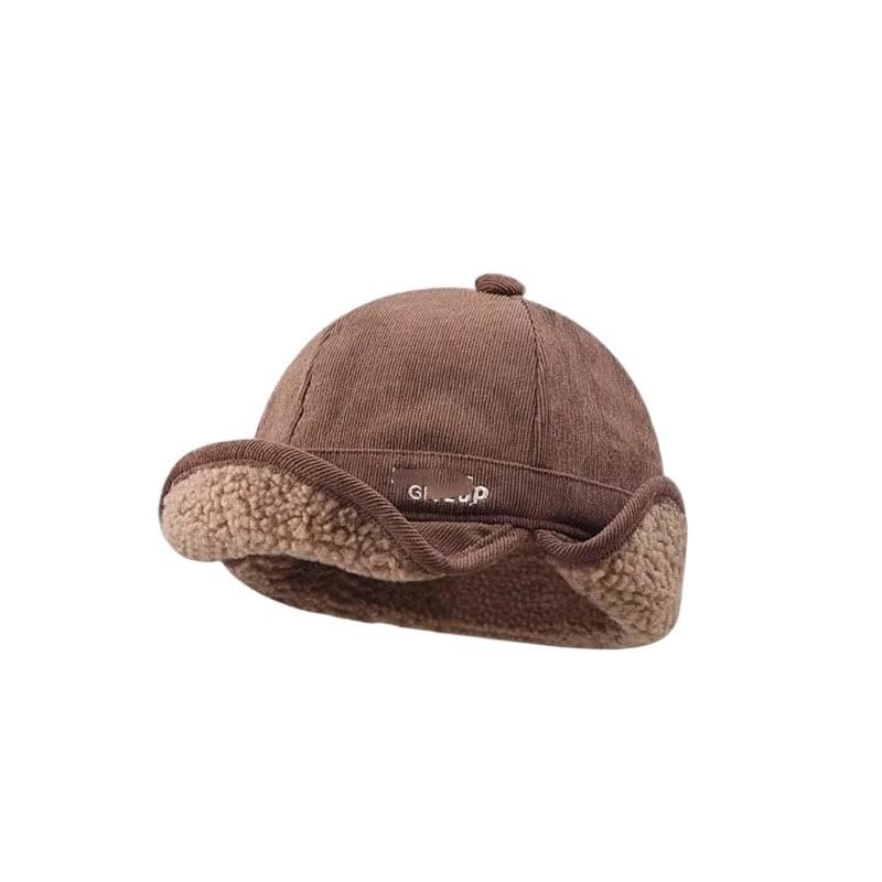 ZIIVIEVS Lamb Wool Thickened Duckbill Hats for Men and Women Autumn and Winter Outdoor Cycling Warm Flying Caps(Khaki)