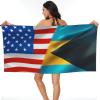 America Flag and Bahamas Flag Beach Towel Microfiber Super Soft Beach Towels Quick Dry Towel for Swimmers Sand Proof Beach Towels for Women Men Girls Large Bath Towels 30x60inches view 1
