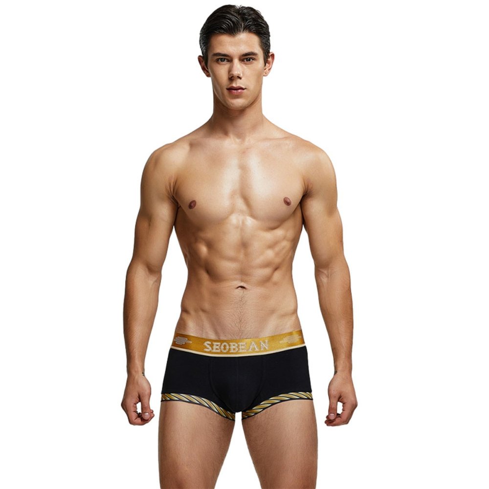 Wayonge Mens Boxers Underwear Mid Waist Tummy Control Pouch Full Cut Mens Boxer Briefs (Large,Black)