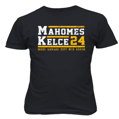 Baku Apparel Mahomes Kelce 2024 Duo Football Playoff Fans Unisex T-Shirt (Black, 5X-Large)