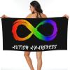 Autism Awareness Infinity Symbol 1 Beach Towel Microfiber Super Soft Beach Towels Quick Dry Towel for Swimmers Sand Proof Beach Towels for Women Men Girls Large Bath Towels 30x60inches view 1
