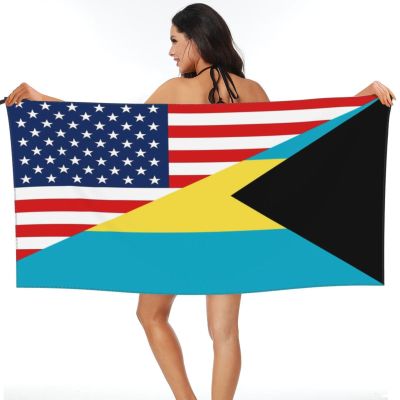 American Bahamas Flag Beach Towel Microfiber Super Soft Beach Towels Quick Dry Towel for Swimmers Sand Proof Beach Towels for Women Men Girls Large Bath Towels 30x60inches