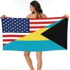 American Bahamas Flag Beach Towel Microfiber Super Soft Beach Towels Quick Dry Towel for Swimmers Sand Proof Beach Towels for Women Men Girls Large Bath Towels 30x60inches view 1