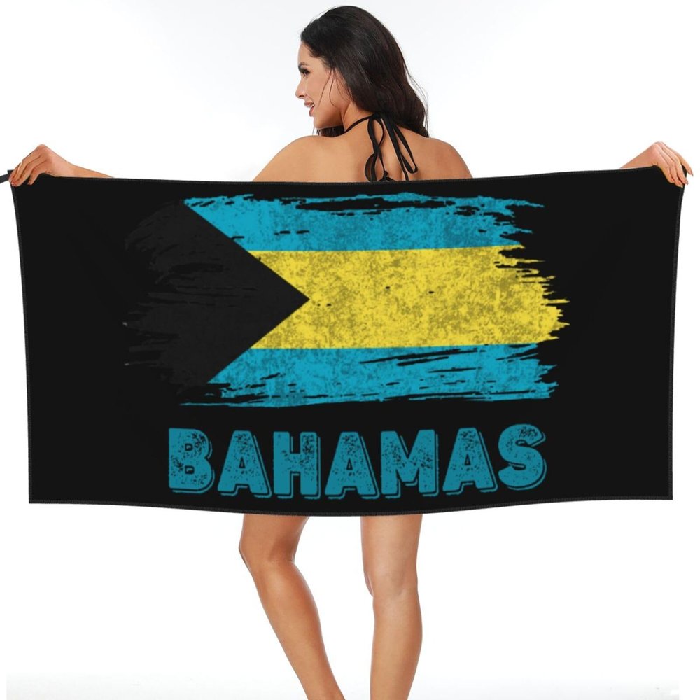 Bahamas Flag 1 Beach Towel Microfiber Super Soft Beach Towels Quick Dry Towel for Swimmers Sand Proof Beach Towels for Women Men Girls Large Bath Towels 30x60inches