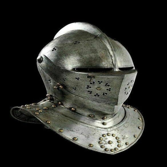 NineFit Basics Replica Best Look 18GA SCA LARP Medieval Knight Tournament Close Armor Helmet by Antique House Craft, BIG, Clear