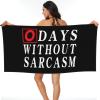 0 Days Without Sarcasm 2 Beach Towel Microfiber Super Soft Beach Towels Quick Dry Towel for Swimmers Sand Proof Beach Towels for Women Men Girls Large Bath Towels 30x60inches view 1