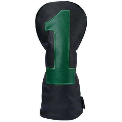 Gbourly Golf Club Black Driver Head Cover PU Leather Headcover with Green Large Number Tag 1