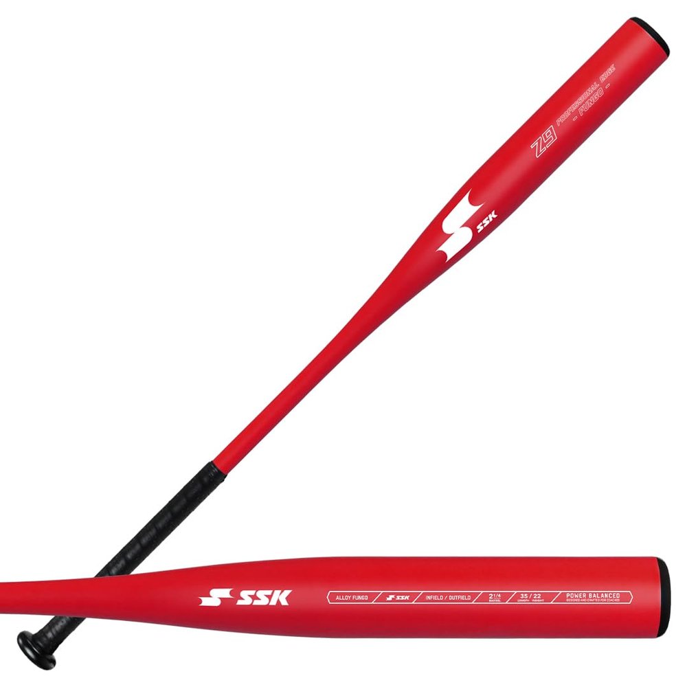 SSK Z9 Professional Edge Coaches Metal Fungo Bat - 35" 22oz Ultra-Lightweight Aluminum Fungo Bat MF150 (Scarlet)