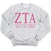 Kite and Crest Zeta Tau Alpha Sweatshirt - Zeta Loud Letters Sorority Crewneck Sweatshirt Ash view 1