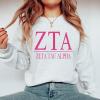 Kite and Crest Zeta Tau Alpha Sweatshirt - Zeta Loud Letters Sorority Crewneck Sweatshirt Ash view 2