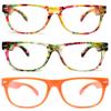OWL 3 Pack Kids Clear Lens Glasses Floral Yellow Green and Orange Non Prescription UV400 view 2