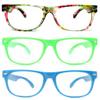 OWL 3 Pack Kids Clear Lens Glasses Floral Green, Green, Blue Non Prescription UV400 Lenses view 2
