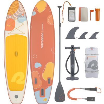 Retrospec Weekender Inflatable Paddle Board with Beach Accessories - 10'6" X 32in SUP Board, Textured Deck Pad, Pump & Travel Bag - Lightweight iSUP