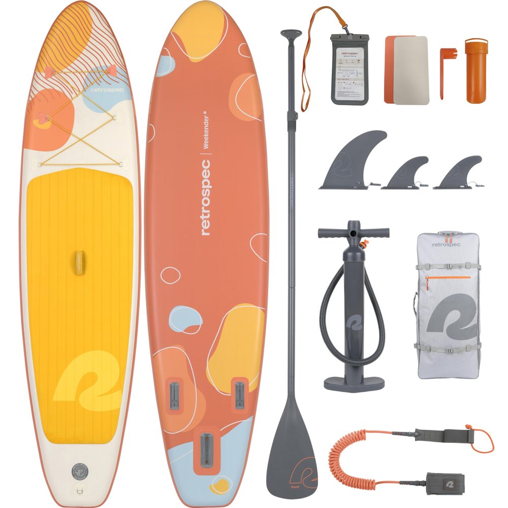 Retrospec Weekender Inflatable Paddle Board with Beach Accessories - 10'6" X 32in SUP Board, Textured Deck Pad, Pump & Travel Bag - Lightweight iSUP