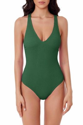 BCA by Rebecca Virtue Women's Standard Madilynn Texture One Piece Swimsuit, Pine
