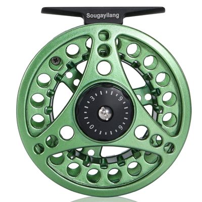 Sougayilang Fly Fishing Reel, Die Cast Aluminum Fly Reel, 5/6, 7/8, Weight Saltwater Fly Reels-Green #8