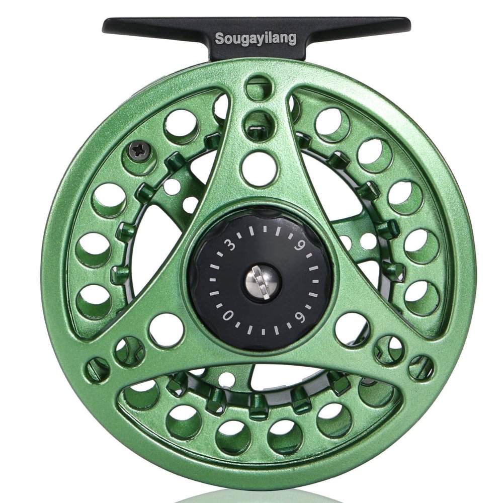 Sougayilang Fly Fishing Reel, Die Cast Aluminum Fly Reel, 5/6, 7/8, Weight Saltwater Fly Reels-Green #8