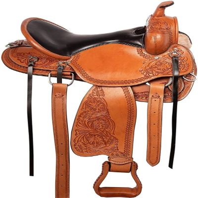 12" Premium Western Horse Barrel Saddle Leather Tack Set Racing Rding Saddle Headstall Breast Collar Breastplate Reins Tan ST-WLS-C103