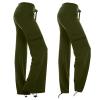 NATHGAM Women's Bootcut Yoga Pants High Waist Wide Leg Pants Lightweight Cargo Pants with Pockets Gym Athletic Workout Pants Green view 2