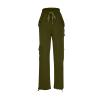 NATHGAM Women's Bootcut Yoga Pants High Waist Wide Leg Pants Lightweight Cargo Pants with Pockets Gym Athletic Workout Pants Green view 3