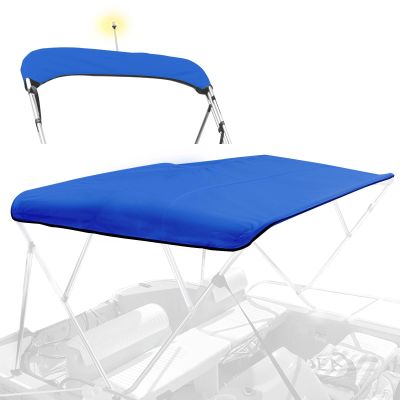 4 Bow Bimini Top Replacement Canvas for Boat with Light Hole and Storage Boot, Easy Install Zipper Sleeves, Heavy Duty Waterproof, 900D Marine Sun Shade Boat Canopy Without Frame, 8'L 85"-90" W Blue