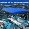 4 Bow Bimini Top Replacement Canvas for Boat with Light Hole and Storage Boot, Easy Install Zipper Sleeves, Heavy Duty Waterproof, 900D Marine Sun Shade Boat Canopy Without Frame, 8'L 85"-90" W Blue view 3