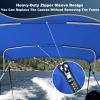 4 Bow Bimini Top Replacement Canvas for Boat with Light Hole and Storage Boot, Easy Install Zipper Sleeves, Heavy Duty Waterproof, 900D Marine Sun Shade Boat Canopy Without Frame, 8'L 85"-90" W Blue view 4