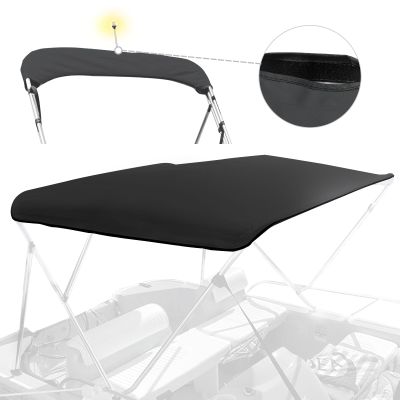 4 Bow Bimini Top Replacement Canvas for Boat with Light Hole and Storage Boot, Easy Install Zipper Sleeves, Heavy Duty Waterproof, 900D Marine Sun Shade Boat Canopy Without Frame, 8'L 73"-78"W Black