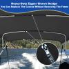 4 Bow Bimini Top Replacement Canvas for Boat with Light Hole and Storage Boot, Easy Install Zipper Sleeves, Heavy Duty Waterproof, 900D Marine Sun Shade Boat Canopy Without Frame, 8'L 73"-78"W Black view 4