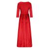 Prom Dress Long Ball Gown Ruched V Neck Formal Sequin Evening Dresses with Slit Sparkle Bridesmaid Dresses for Wedding Red view 4