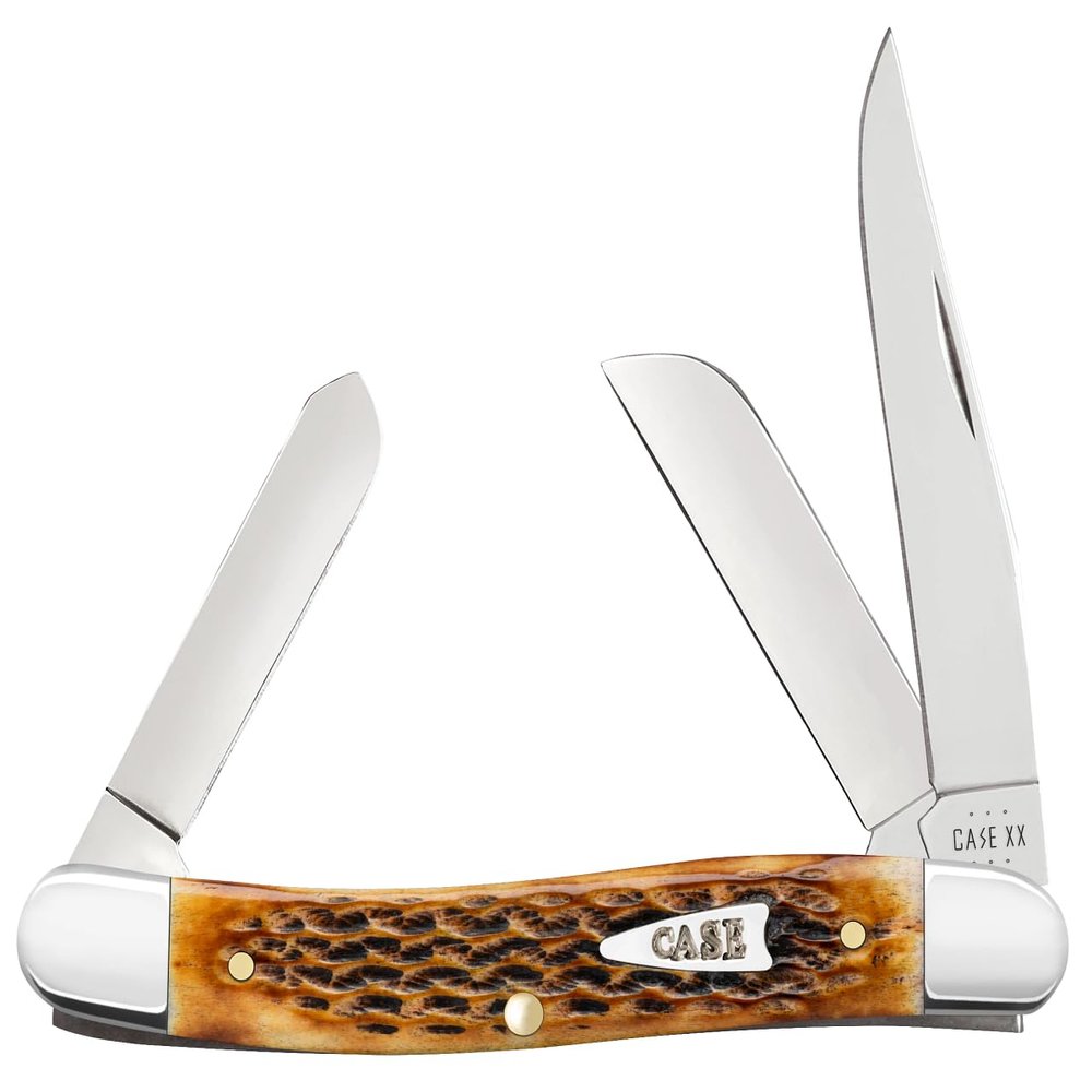 Case XX Pocket Knife BURNT AMBER BONE MEDIUM STOCKMAN IN GIFT TIN Item #10778-6318 SS - Length Closed: 3 5/8Inches