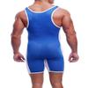 GYMAPE Mens One Piece Wrestling Singlets Singlet Basic Layer Fishing Breathable Wrestling Uniform Underwear Pajamas Blue-White L view 2