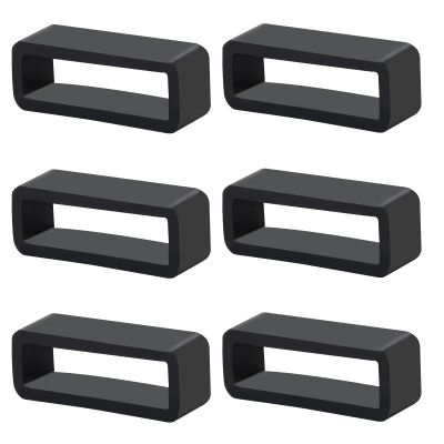 6 Pcs Watch Band Fastener Rings, 22mm Silicone Watch Strap Holder Loop Men's Watch Bands Retainer Black Rubber Watch Strap Keeper Replacement Watch Band Accessories for Sport Smartwatch Parts
