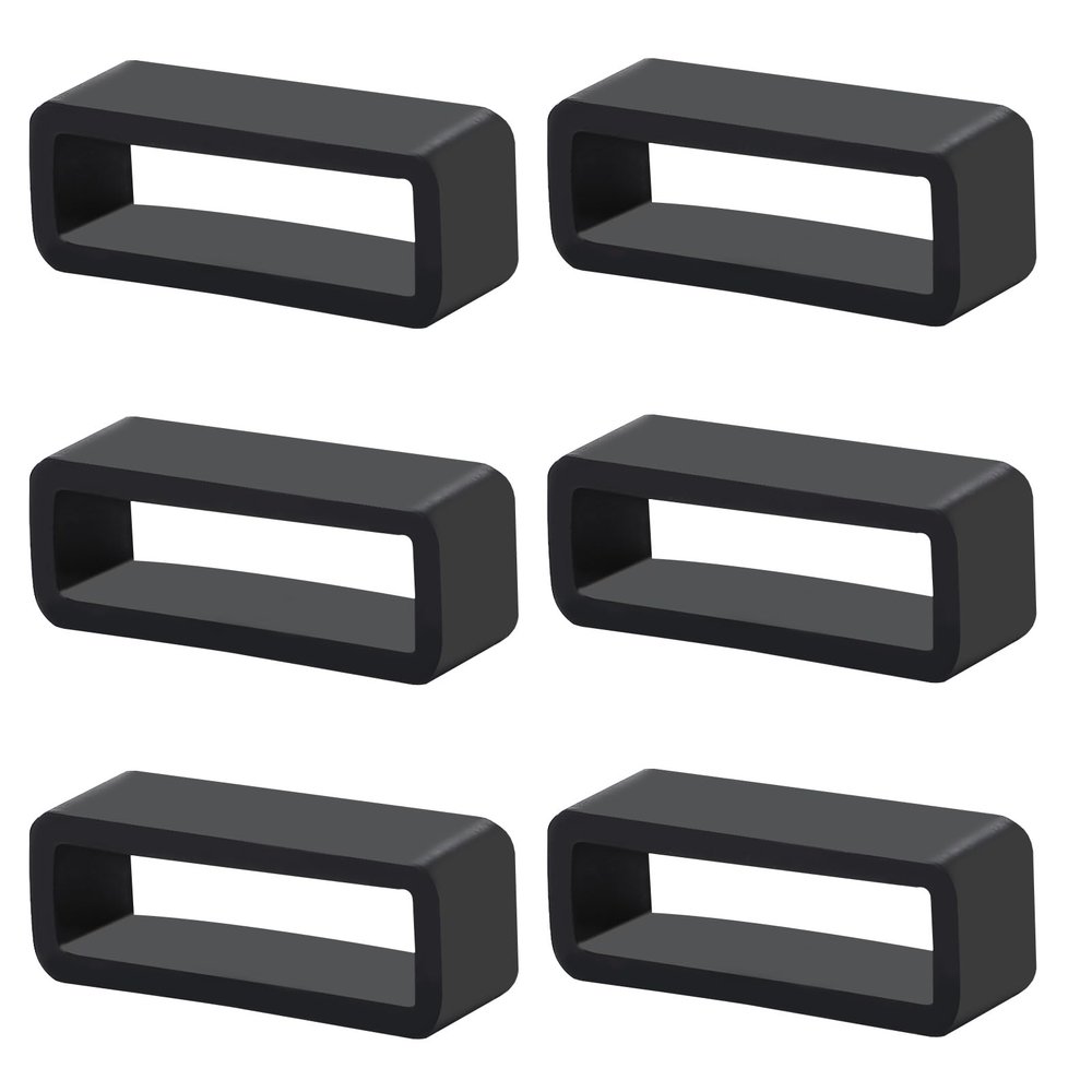 6 Pcs Watch Band Fastener Rings, 22mm Silicone Watch Strap Holder Loop Men's Watch Bands Retainer Black Rubber Watch Strap Keeper Replacement Watch Band Accessories for Sport Smartwatch Parts