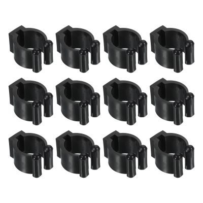 PATIKIL 23mm Dia Billiards Cue Locating Clip Holder, 12 Pack Plastic Snooker Clip for Fishing Rod Pool Cue Rack Storage, Black
