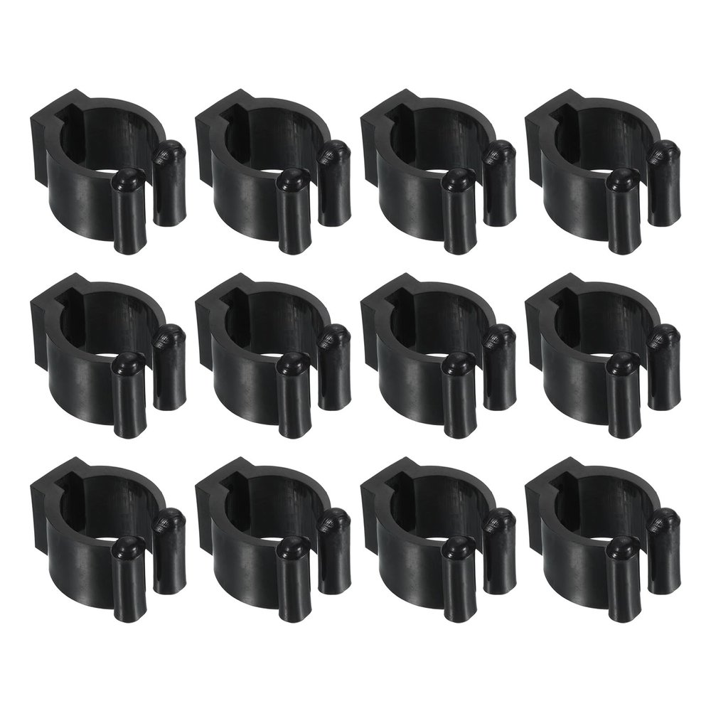 PATIKIL 23mm Dia Billiards Cue Locating Clip Holder, 12 Pack Plastic Snooker Clip for Fishing Rod Pool Cue Rack Storage, Black